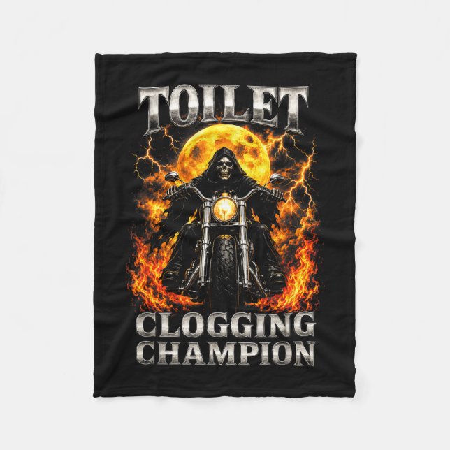 Couverture Polaire Champion de l'engorgement de toilettes drôle squel (Devant)