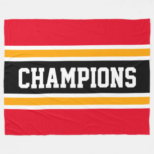 Couverture Polaire CHAMPIONS amusant Rouge clair Noir Jaune rayures