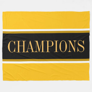 Couverture Polaire CHAMPIONS Gras Jaune Clair Rayures Noires et Blanc