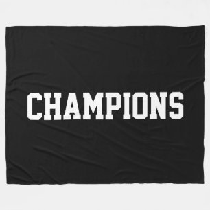 Couverture Polaire CHAMPIONS Texte Blanc Athlétique Sur Fond Sportif 
