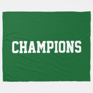 Couverture Polaire CHAMPIONS Texte Blanc Athlétique sur Fond Vert Ath