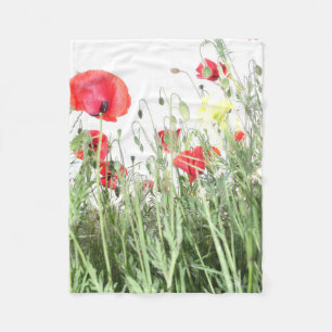 Couverture Polaire Champs de pavot fleurs Soleil Nature fleurs Coeur