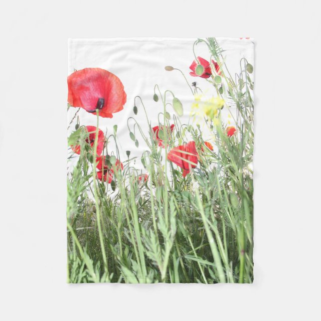 Couverture Polaire Champs de pavot fleurs Soleil Nature fleurs Coeur (Devant)