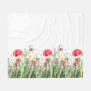 Couverture Polaire Champs de pavot fleurs Soleil Nature fleurs Coeur