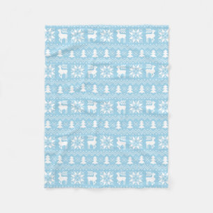 Couverture Polaire Chandail de Noël bleu douillet Motif inspiré