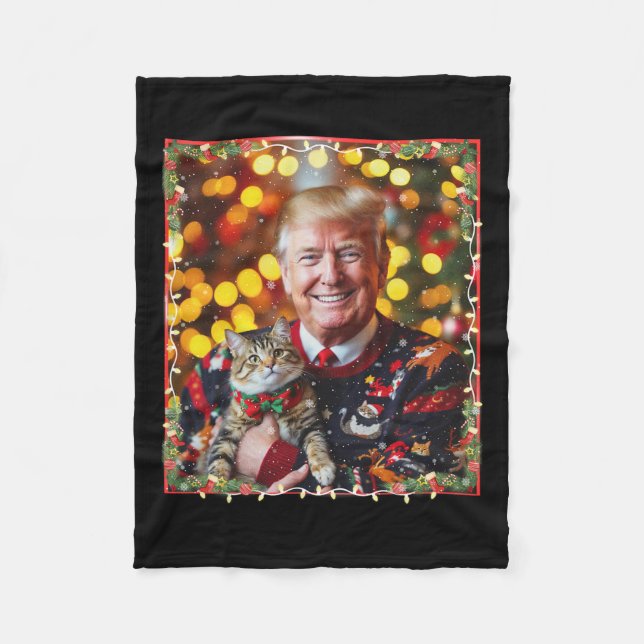 Couverture Polaire Chandail de Noël drôle Trump pour les Amoureux de  (Devant)
