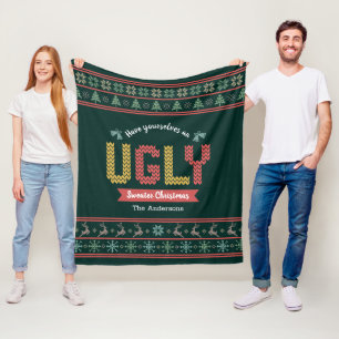 Couverture Polaire Chandail de Noël moche Chasseur nordique Knit ver