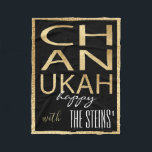 Couverture Polaire Chanukah Gold Fleece Blanche<br><div class="desc">Personnaliser "Chanukah Gold" Blanche en polaire / Les éléments SmallDesign peuvent être déplacés et redimensionnés. Personnalisez en supprimant le texte "happy, with, The Steins'" et en ajoutant votre propre message. Choisissez votre style de police, votre taille et votre couleur préférés. La couleur Arrière - plan peut être changée. Le design...</div>