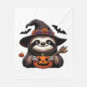 Couverture Polaire Chapeau de sorcière de paresseux effrayant d'Hallo