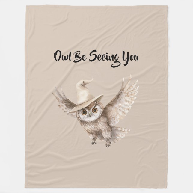 Couverture Polaire Chapeau d'Halloween Hibou Vous Verrons (Devant)