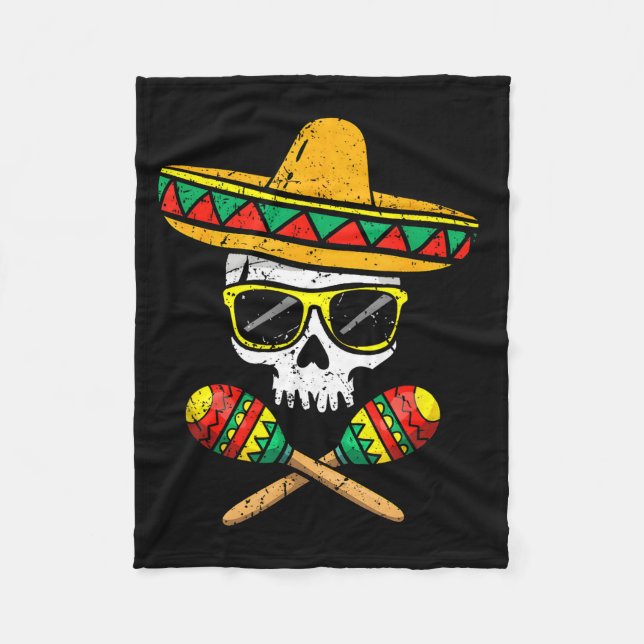 Couverture Polaire Chapeau melon crâne drôle maracas cinco de mayo  (Devant)
