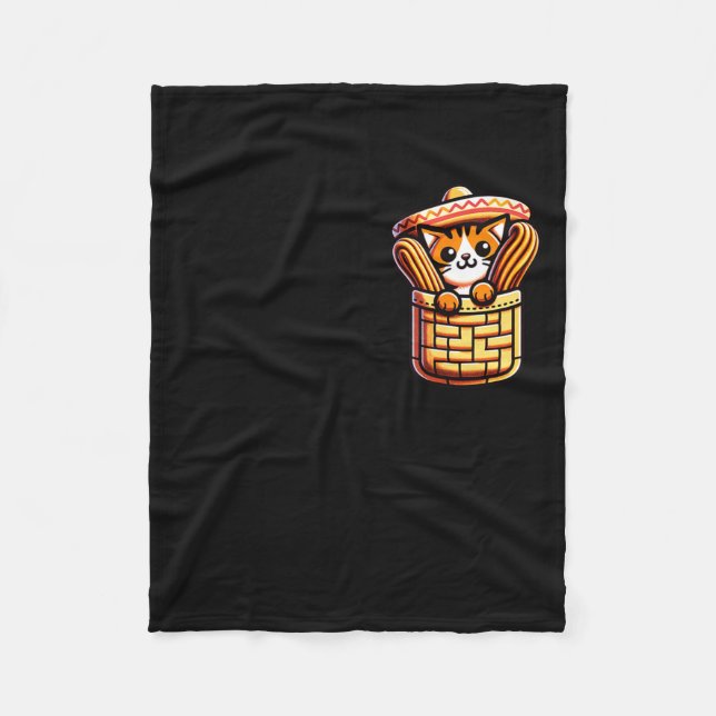 Couverture Polaire Chapeau Mexicain Drôle Chat Churros Pocket Cinco D (Devant)