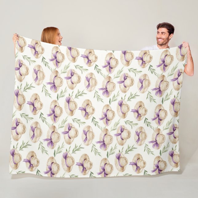 Couverture Polaire Chapeaux Crème Rubans Violets Anniversaire (En situation)