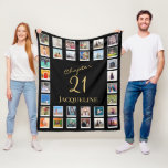 Couverture Polaire Chapitre 21 Black Gold 21st Birthday Photo<br><div class="desc">Un cadeau unique de couverture en toison pour rendre cet anniversaire spécial. Ajoutez ces photos préférées en utilisant notre simple modèle.</div>