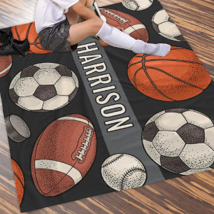 Couverture Polaire Charbon Multi Sport Monogramme Nom Personnalisé