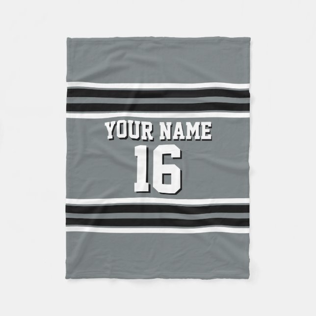 Couverture Polaire Charcoal Black Wht Team Jersey Numéro personnalisé (Devant)