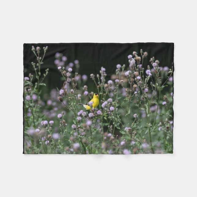 Couverture Polaire Chardonneret Et Fleurs Sauvages (Devant (Horizontal))