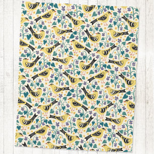 Couverture Polaire Chardonneret jaune et fleur d'oiseau de violette d