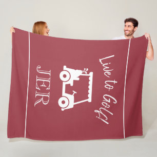 Couverture Polaire Chariot de Golf Live to Golf Monogrammé Rouge & Bl