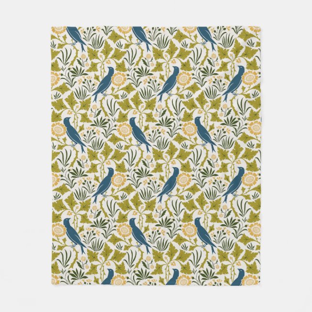 Couverture Polaire Charles Voysey Parmi les Feuilles avec les oiseaux (Devant)