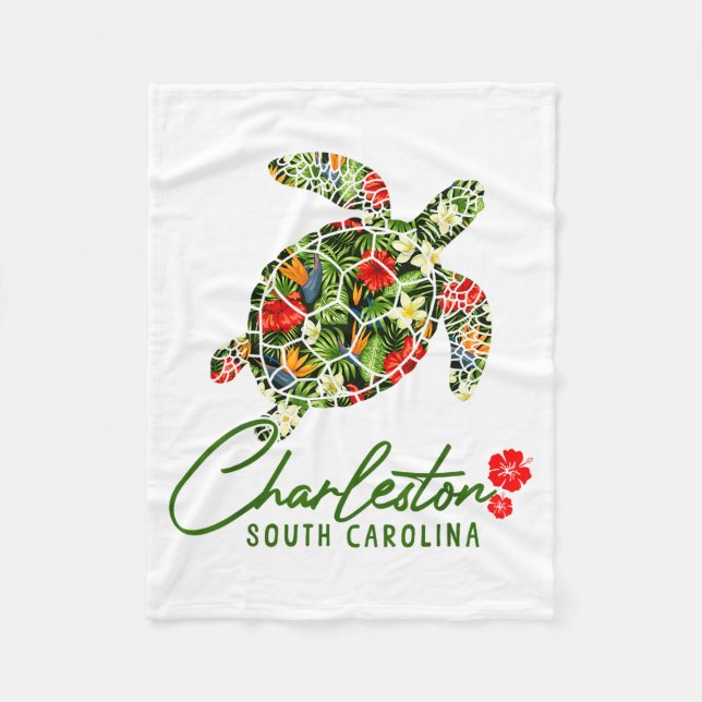 Couverture Polaire Charleston South Carolina Sea Turtle Tropical Hibi (Devant)