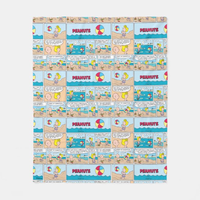 Couverture Polaire Charlie Brown & Sally À La Plage (Devant)