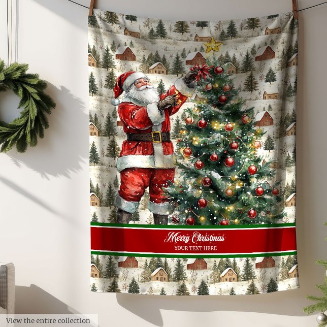 Couverture Polaire Charming Aquarelle Santa Claus Holiday Thon (Charming Watercolor Santa Claus Holiday Throw Fleece Blanket)