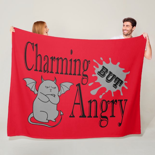 Couverture Polaire Charming mais en colère petit chat diable drôle ci (En situation)