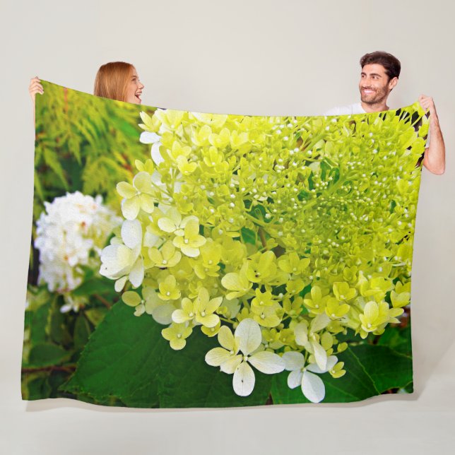 Couverture Polaire Chartreuse Vert, Hydrangea Limelight, (En situation)
