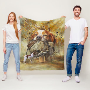 Couverture Polaire Chasse à la bécasse avec Bretagne Spaniel