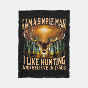 Couverture Polaire Chasse Au Cerf Je Suis Un Homme Simple J'Aime Chas