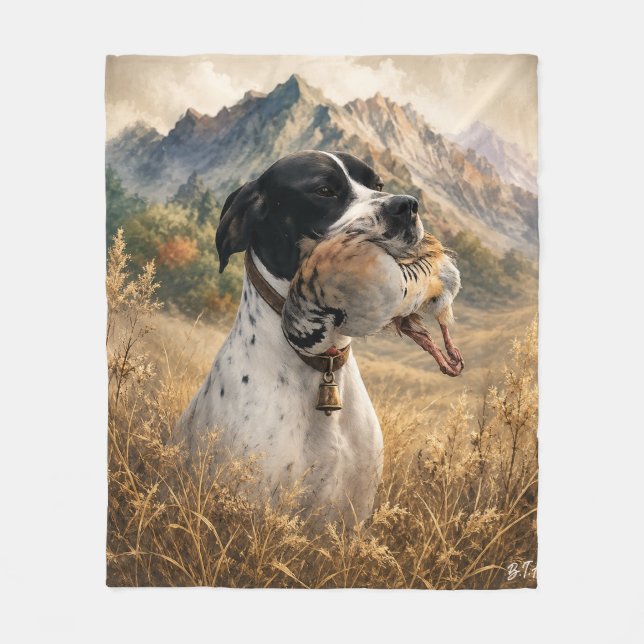 Couverture Polaire Chasse au Pointer Anglais ,Perdrix Chukar (Devant)