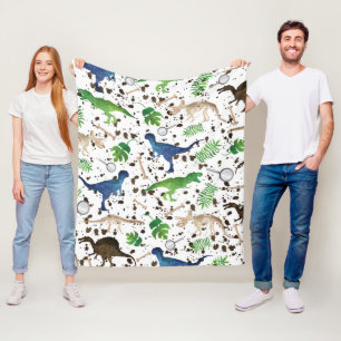 Couverture Polaire Chasse aux dinosaures ! Dinosaures en safari garço