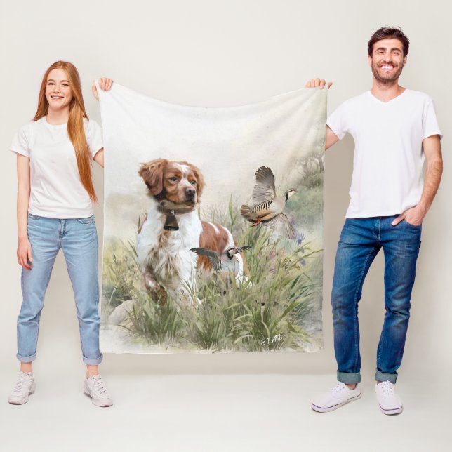 Couverture Polaire Chasse avec un chien breton, Art (En situation)