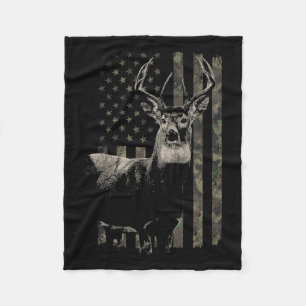 Couverture Polaire Chasse Camo Drapeau Américain Cerf