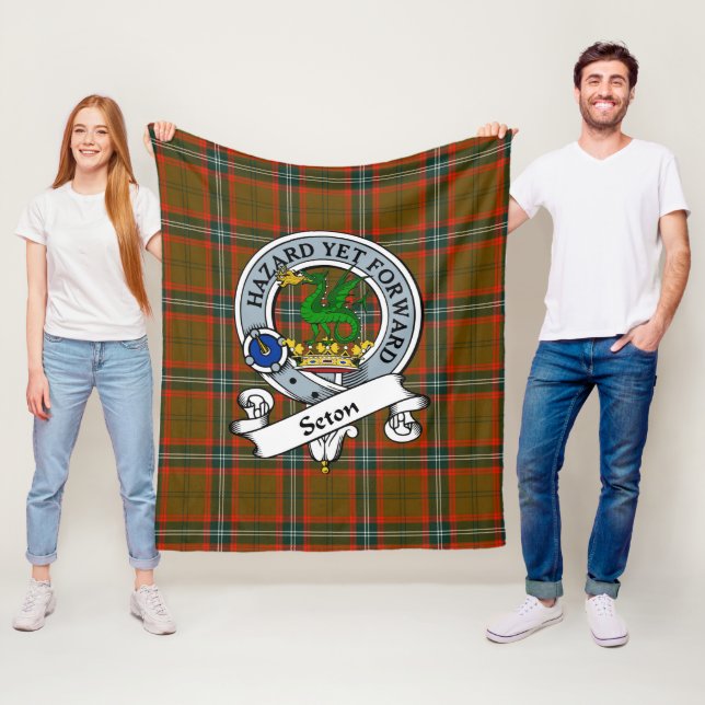Couverture Polaire Chasse De Seton Moderne Clan Badge Tartan Plaid (En situation)
