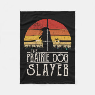 Couverture Polaire Chasse vintage de chiens de prairie Sunset Prairie