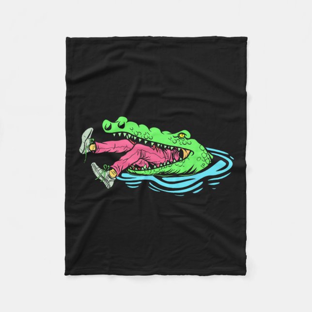 Couverture Polaire Chasseur de crocodiles drôle Saison de chasse Chas (Devant)
