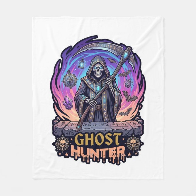 Couverture Polaire Chasseur de fantômes Faucheur Squelette Faux Fl Pu (Devant)