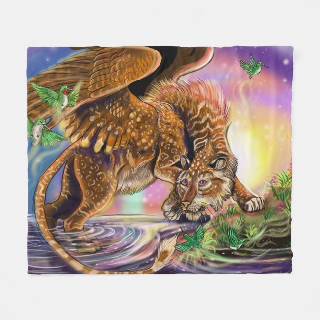 Couverture Polaire Chasseur de poule Chat volant (Devant (Horizontal))