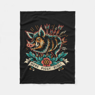 Couverture Polaire Chasseur de sangliers ici Piggy Homme's Vintage Wi