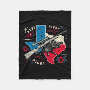 Couverture Polaire Chasseur de sangliers ici Piggy Vintage Texas Wild