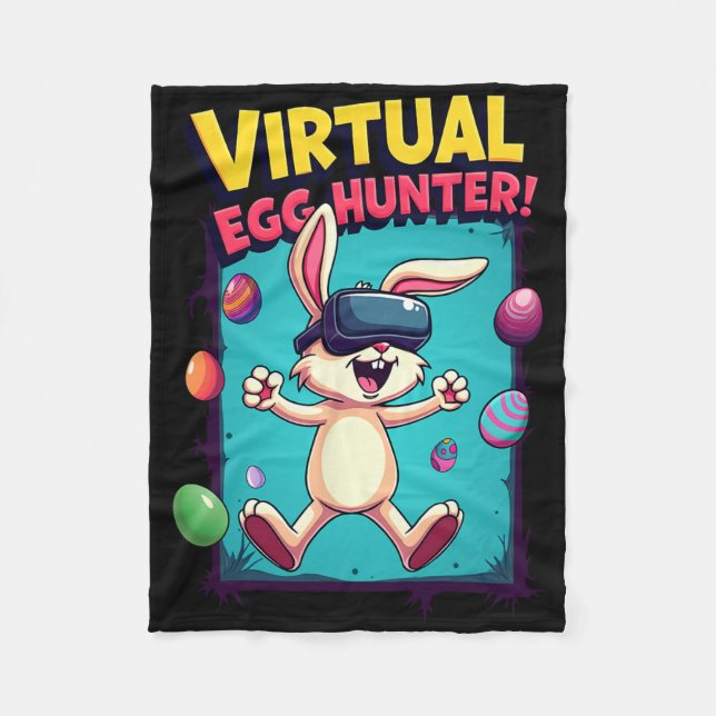 Couverture Polaire Chasseur d'oeufs virtuel - Drôle de lapin de joueu (Devant)