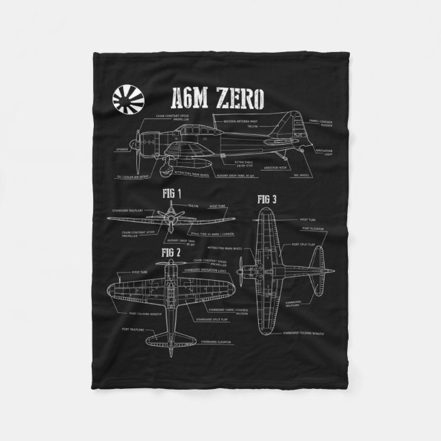 Couverture Polaire Chasseur Zero Avion Japonais Seconde Guerre Mondia (Devant)