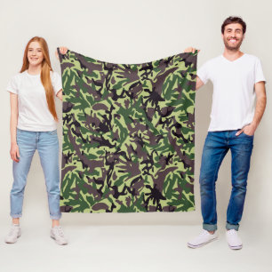 Couverture Polaire Chasseurs Motif Camo Vert