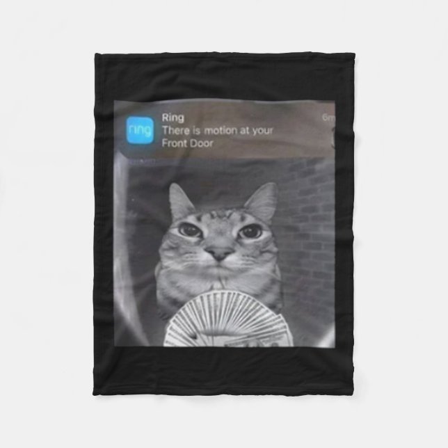 Couverture Polaire Chat à anneau avec mème de mouvement (Devant)