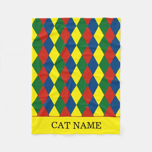 Couverture Polaire Chat à motif diamant sur bateau de canal (Devant)