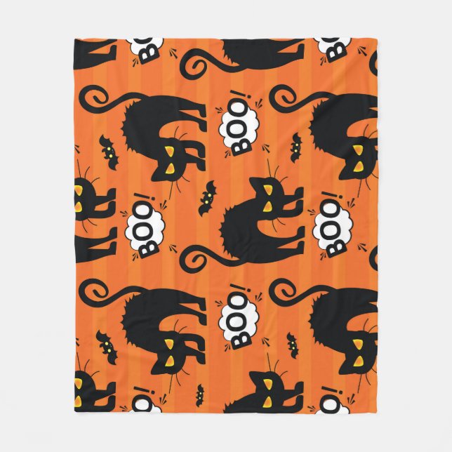 Couverture Polaire chat Abstrait, nuage, motif Halloween (Devant)