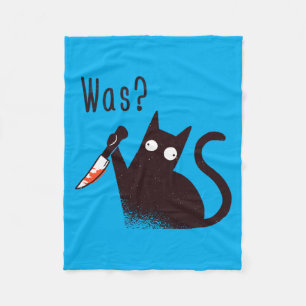 Couverture Polaire Chat allemand fou et drôle avec un couteau