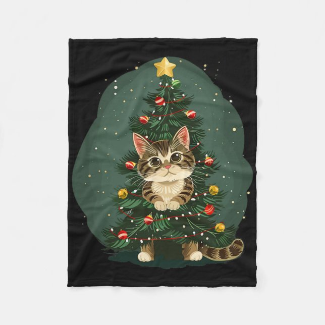 Couverture Polaire Chat Amusant En Costume De Décoration De Noël Pour (Devant)